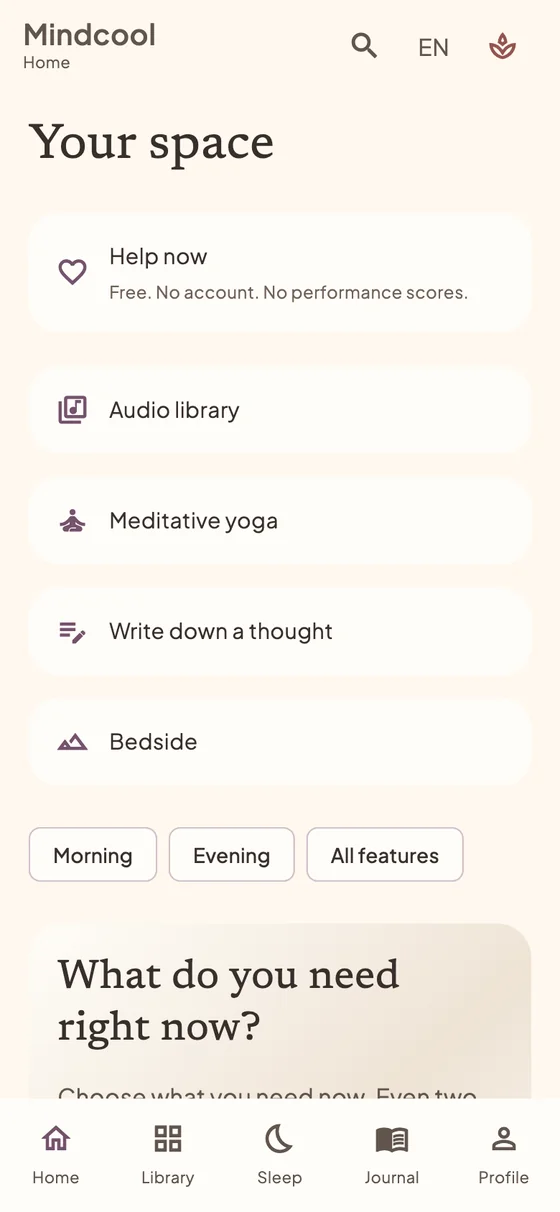 App introduction with mood selection